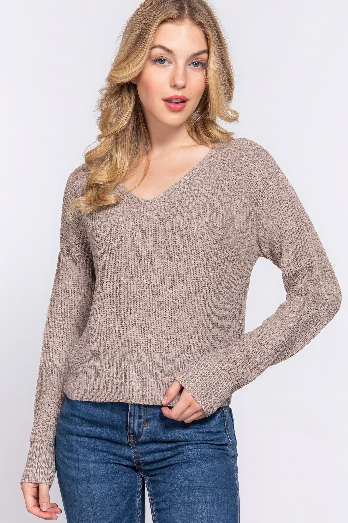 Dolman Slv Strappy Open Back Sweater